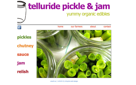 Telluride Pickle and Jam, website designed and built by Tricycle Web Design